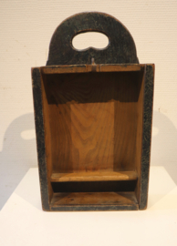 Antieke  beschilderde houten schooltas