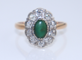 Antieke gouden ring met jade en diamanten, ca. 1920