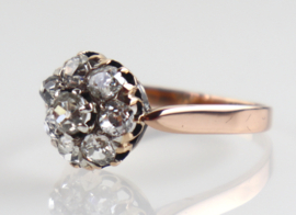 Antieke roségouden ring met oud slijpsel diamanten