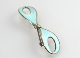 Zilveren broche turquoise emaille, Ivar T Holth ca. 1960
