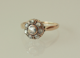 Antieke roségouden ring met roosdiamanten