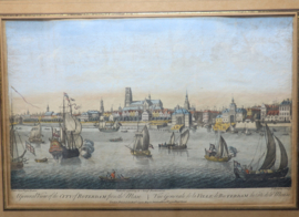 Antieke gravure Rotterdam, 18e eeuw