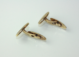 Vintage gouden ovale manchetknopen 14 karaat met fijn ribbeldecor