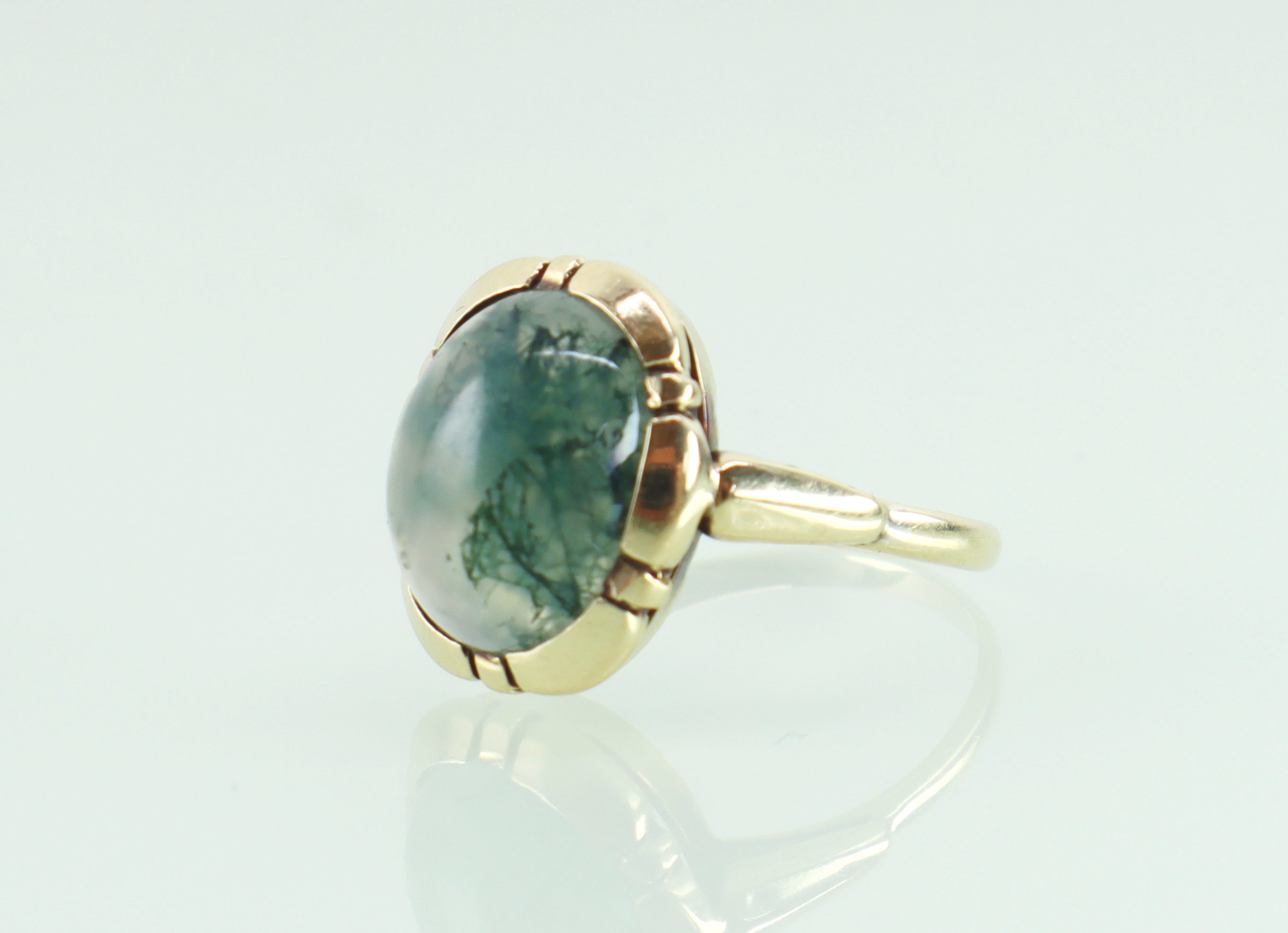 Vintage gouden ring met mosagaat