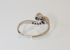 Art Deco witgouden met platina ring met diamanten