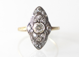 Art Deco gouden ring met oudslijpsel diamanten, ca. 1910