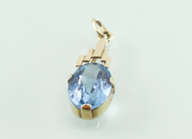 Art Deco gouden hanger blauwe spinel