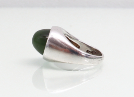 Vintage zilveren ring ovale jade Franz Scheurle