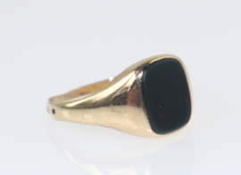 Vintage gouden ring, zegelring, met heliotroop