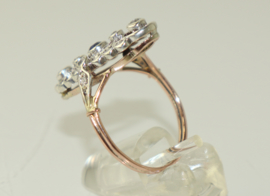 Antieke Jugendstil gouden ring met saffier en diamanten
