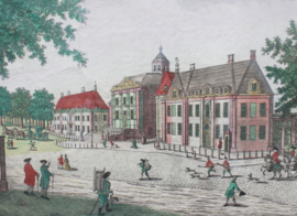 Antieke gravure Paleis Huis ten Bosch en Oranjezaal 18e eeuw