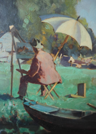 Bram Segaar (1888-1962), schilder in polderlandschap