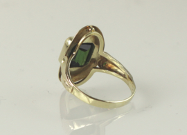 Vintage gouden ring met groene toermalijn, jaren '60