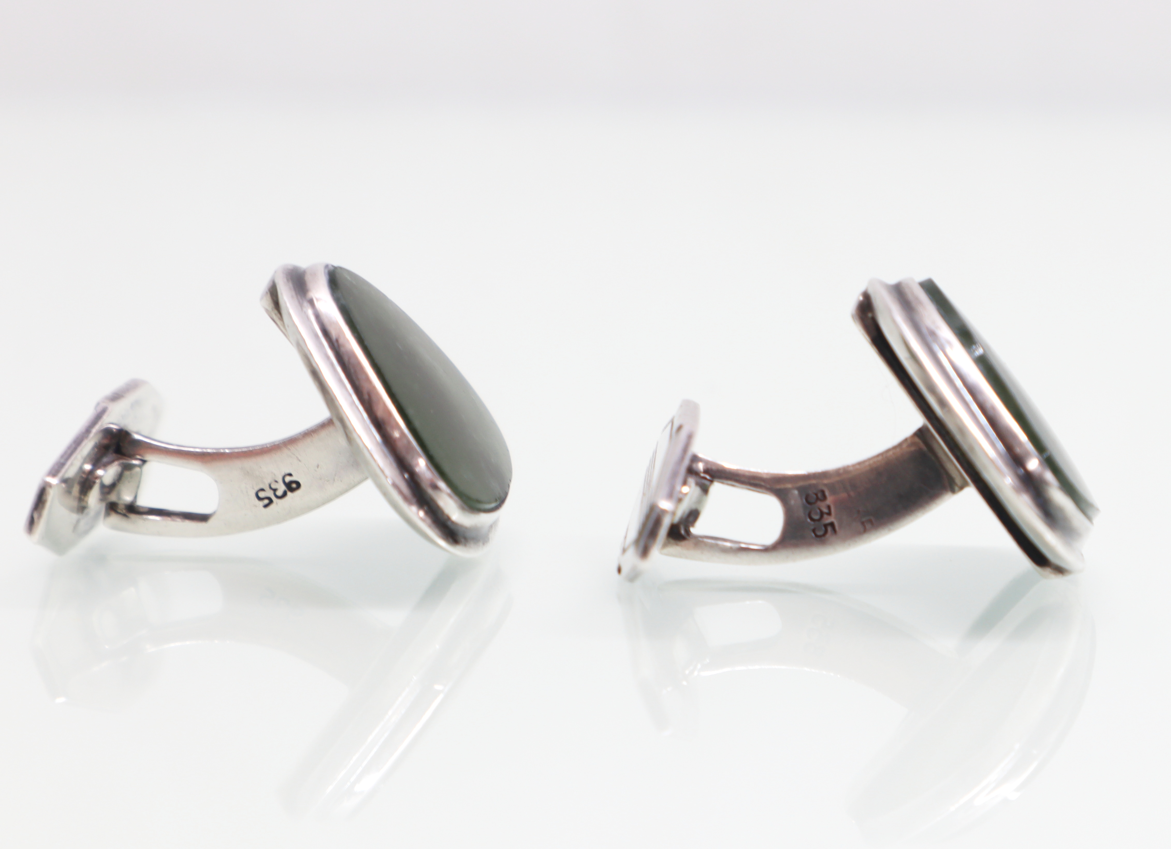 Art Deco zilveren manchetknopen met jade