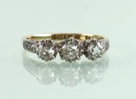 Goud platina Art Deco ring oudslijpsel diamanten