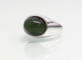 Vintage zilveren ring ovale jade Franz Scheurle