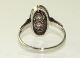 Antieke Art Deco witgouden ring met drie briljant geslepen diamanten