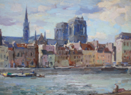 Stadsgezicht Parijs Notre Dame, Henk van Leeuwen (1890-1972)