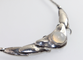 Art Deco zilveren collier maansteen, Amsterdamse School