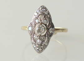 Art Deco gouden ring met oudslijpsel diamanten, ca. 1910