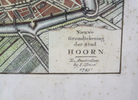 Antieke gravures stadsplattegrond Hoorn Tirion 1743