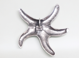 Grote zilveren hanger zeester aan collier