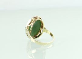 Vintage gouden ring grote ovale jade