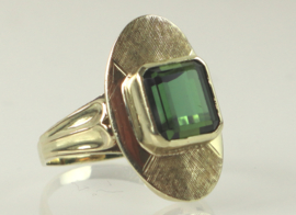 Vintage gouden ring met groene toermalijn, jaren '60