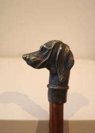 Antieke wandelstok met handvat jachthond