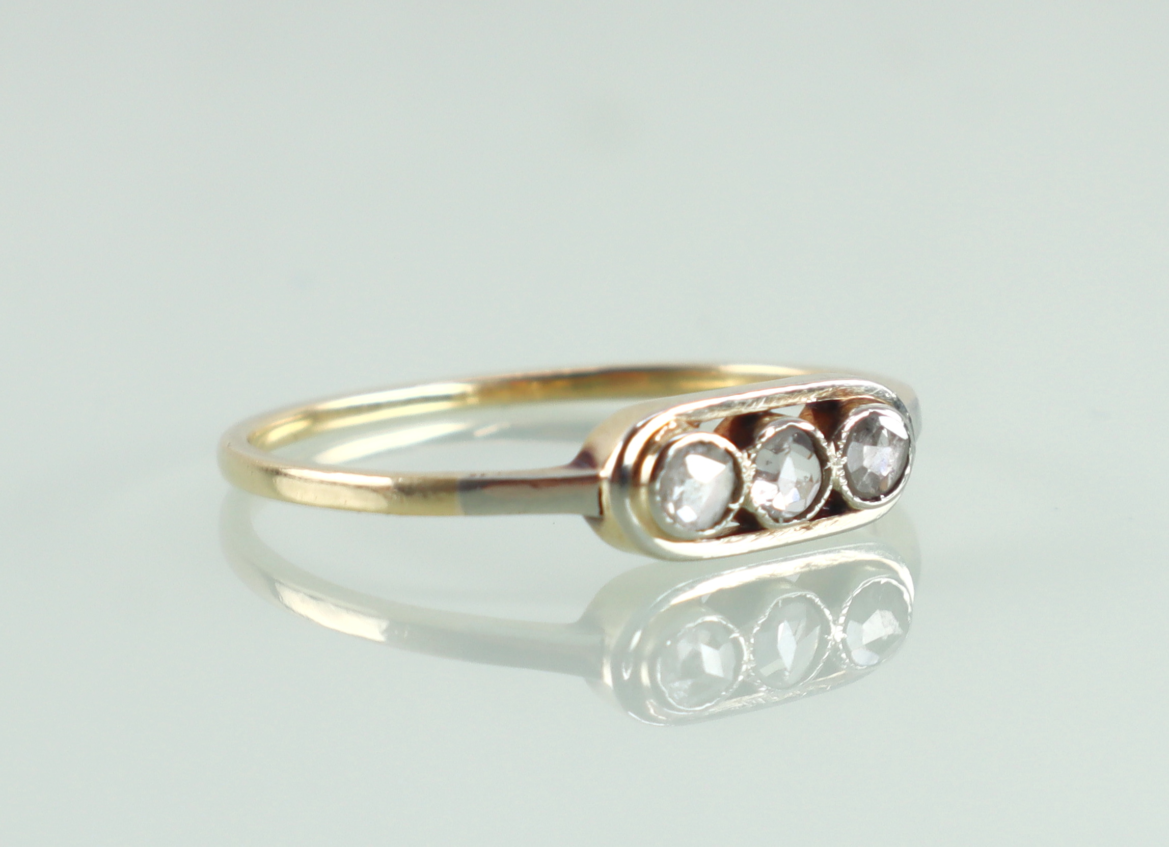 Vintage 18 karaat gouden ring roosdiamanten
