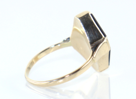 Antieke Art Deco gouden ring met onyx en diamant