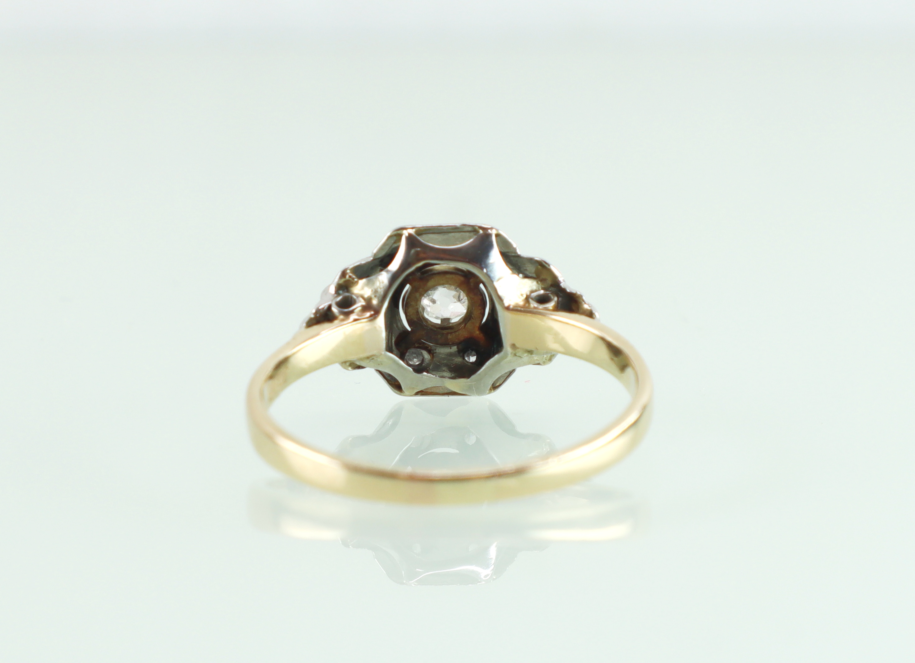 Art Deco goud platina ring oud slijpsel diamant