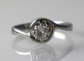 Antieke Art Deco witgouden ring met oudslijpsel diamant