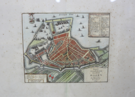 Antieke gravures stadsplattegrond Hoorn Tirion 1743