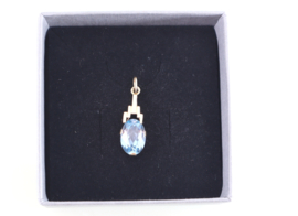 Art Deco gouden hanger blauwe spinel