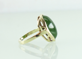 Vintage gouden ring grote ovale jade