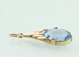 Art Deco gouden hanger blauwe spinel