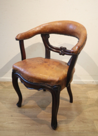 Antieke met leder beklede bureaustoel, 19 eeuw