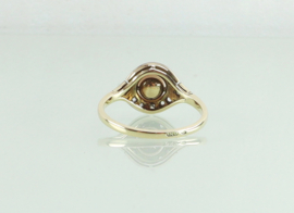 Art Deco gouden ring diamanten parel ca. 1920