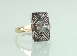 Antieke gouden ring roosdiamant Art Deco