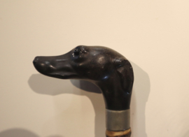 Antieke wandelstok met handvat hond