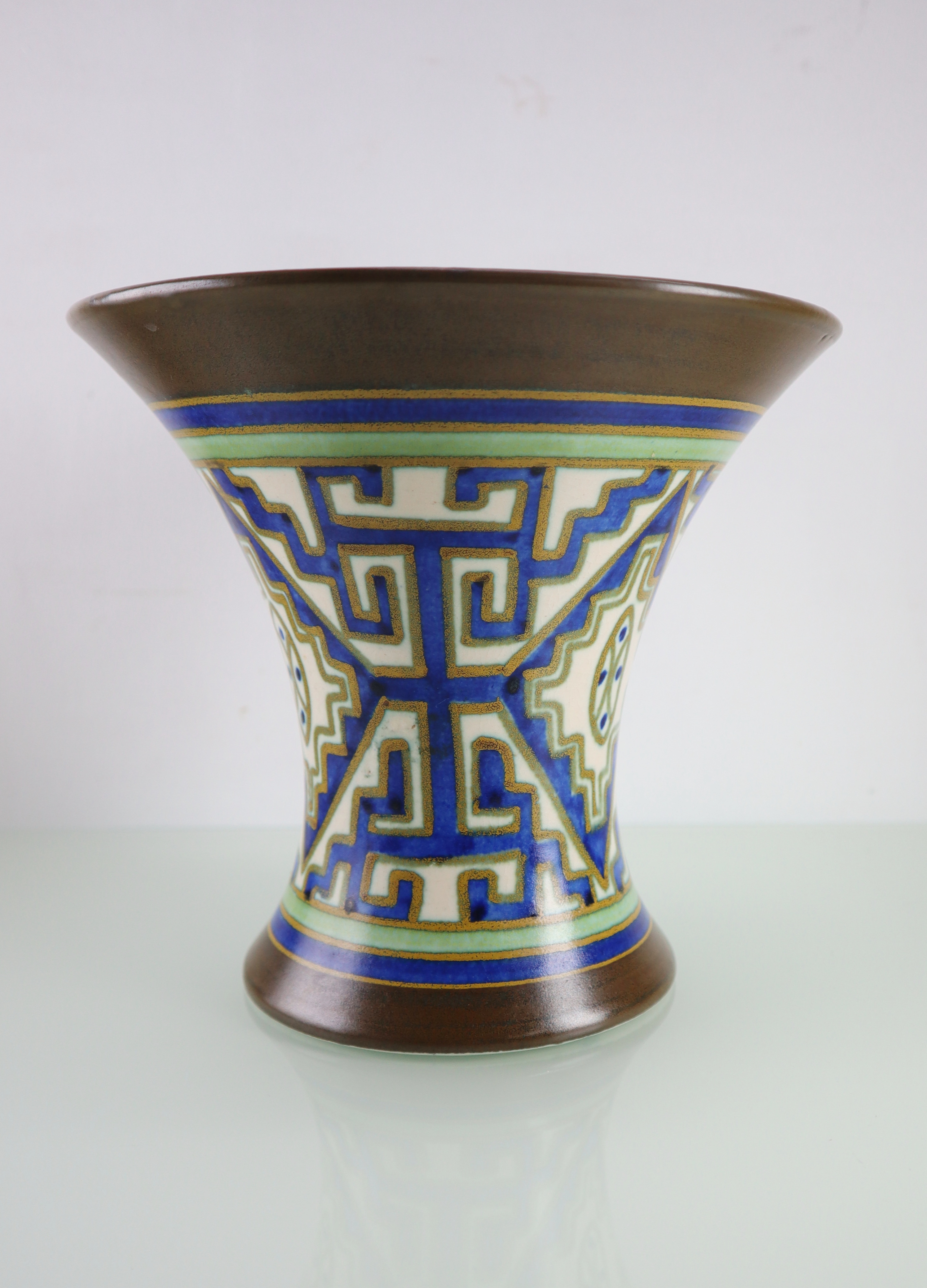 Art Deco Gouda plateel vaas, Sungam 1926
