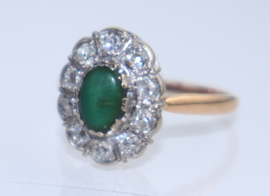 Antieke gouden ring met jade en diamanten, ca. 1920