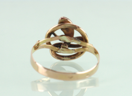 Antieke Franse gouden ring slang met granaat
