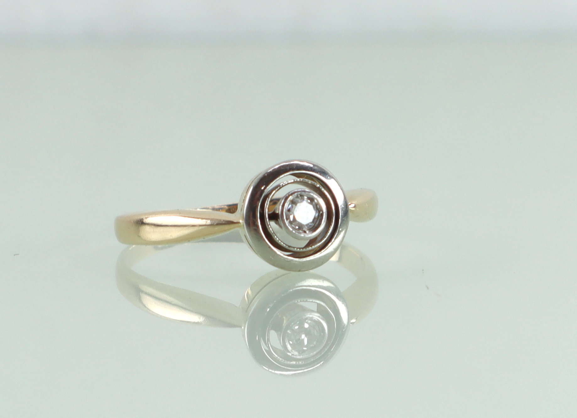 Antieke gouden target ring diamant Art Deco