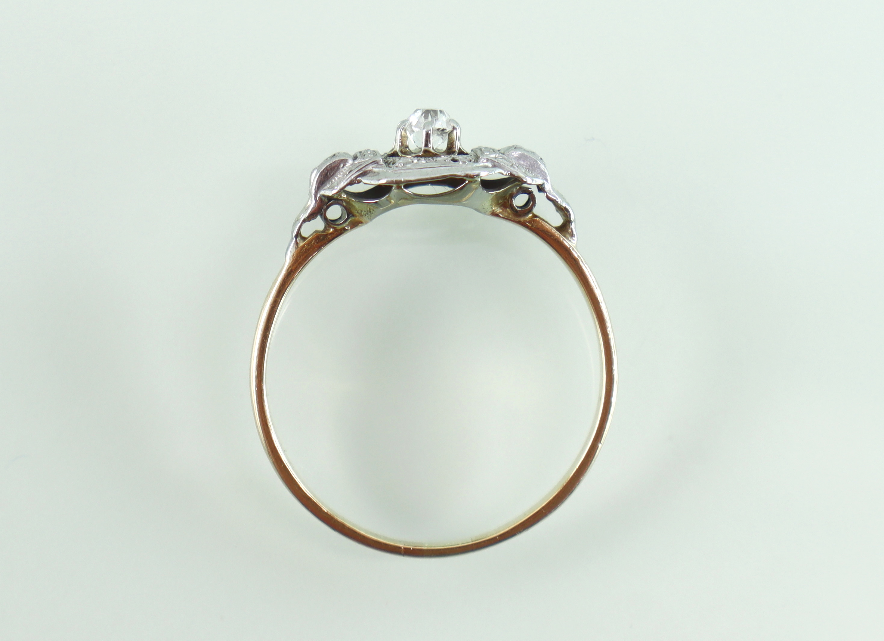 Art Deco goud platina ring oud slijpsel diamant