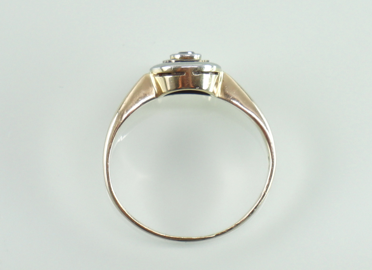 Antieke gouden target ring diamant Art Deco
