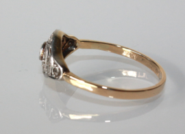 Antieke gouden Art Deco ring met roosdiamanten