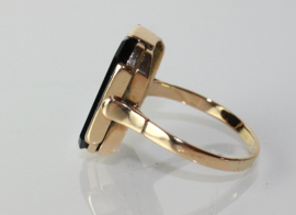 14 karaat gouden zegelring voor heren met grote onyx