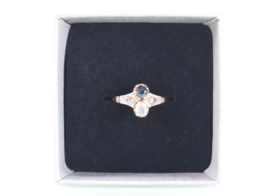 Antieke goud met platina ring saffier roosdiamant